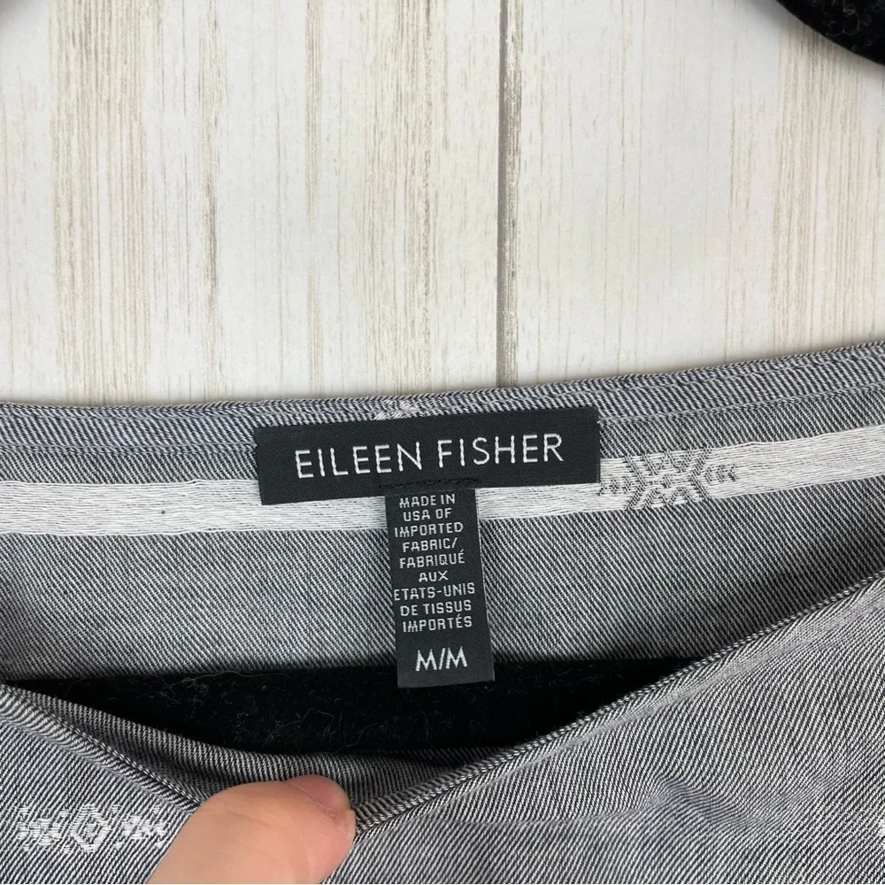 Eileen Fisher gray shift embroidered dress Medium